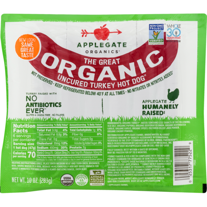 Applegate Organic Uncured Turkey Hot Dogs